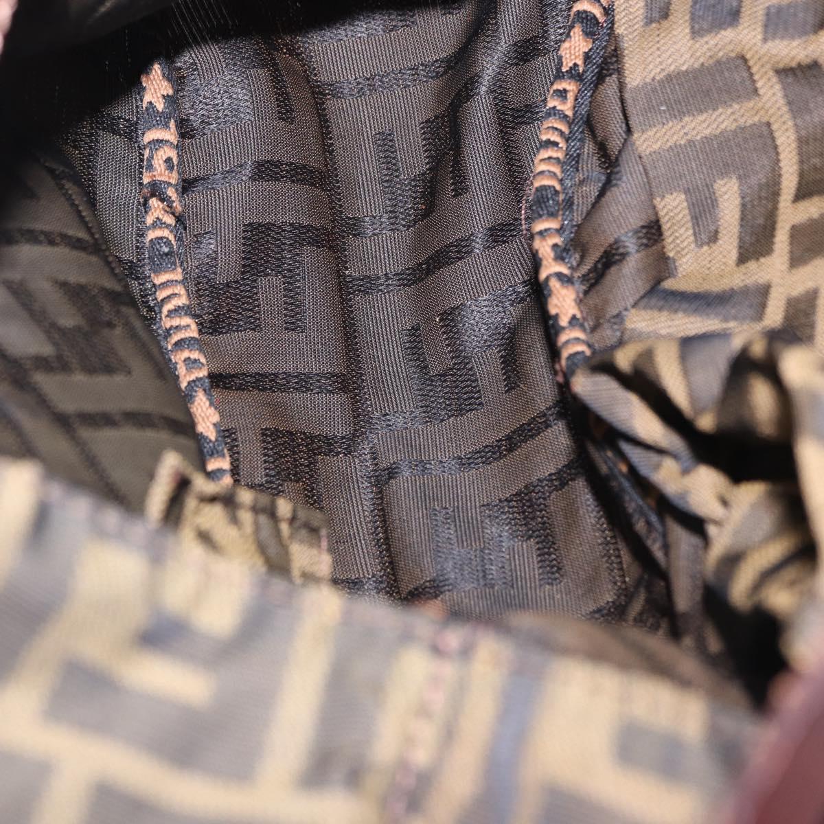 FENDI Zucca Canvas Hand Bag Brown Black Auth 195714