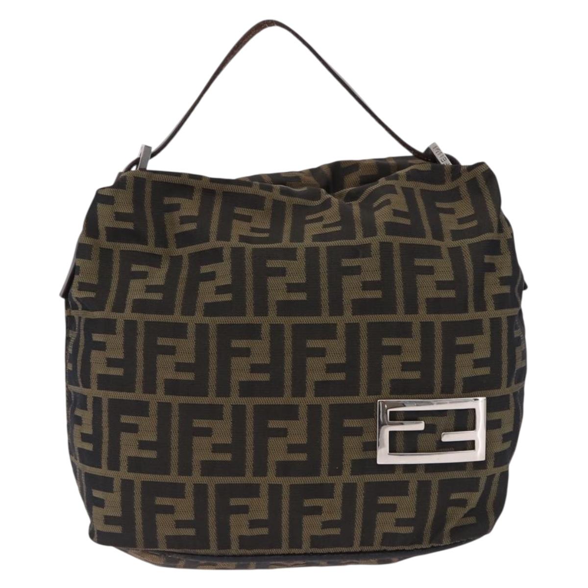 FENDI Zucca Canvas Hand Bag Brown Black Auth 195714