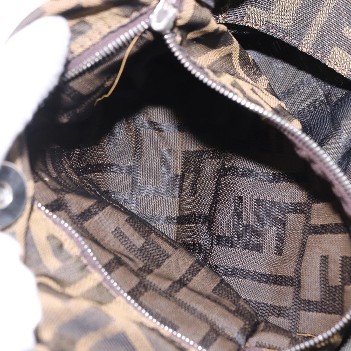 FENDI Zucca Canvas Hand Bag Brown Black Auth 195714