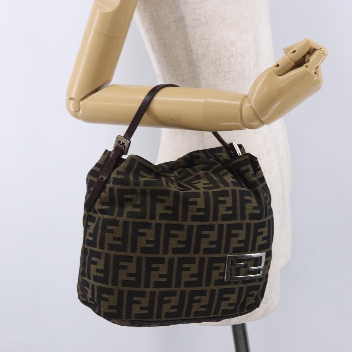 FENDI Zucca Canvas Hand Bag Brown Black Auth 195714