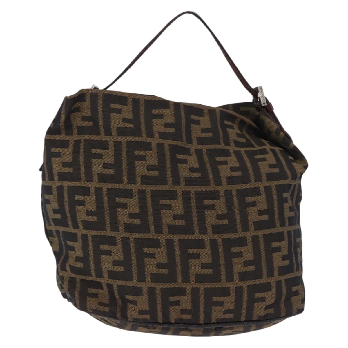 FENDI Zucca Canvas Hand Bag Brown Black Auth 195714