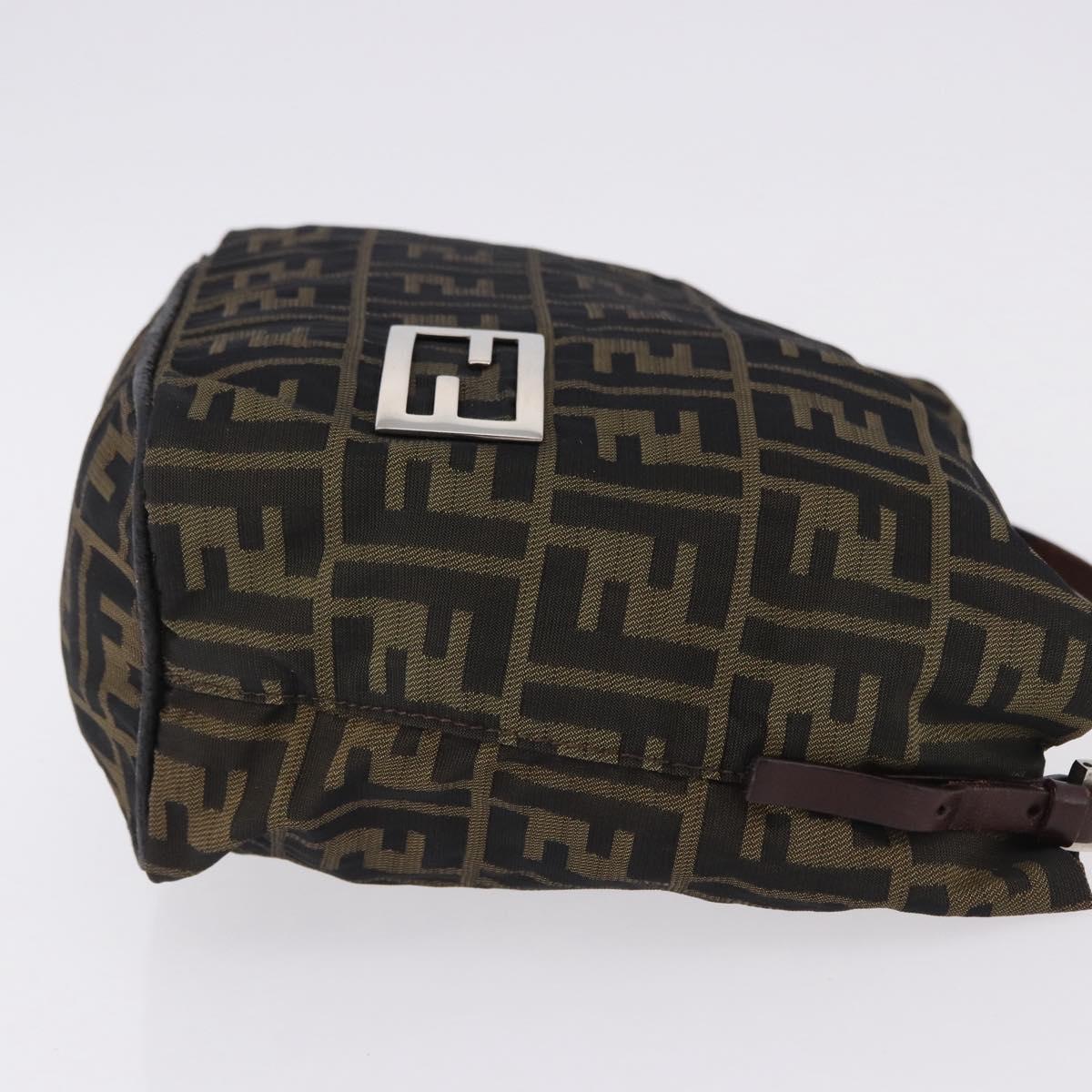 FENDI Zucca Canvas Hand Bag Brown Black Auth 195714