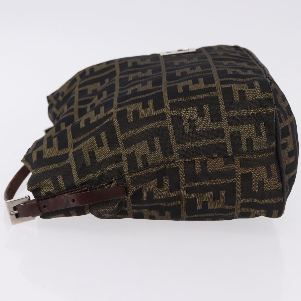 FENDI Zucca Canvas Hand Bag Brown Black Auth 195714