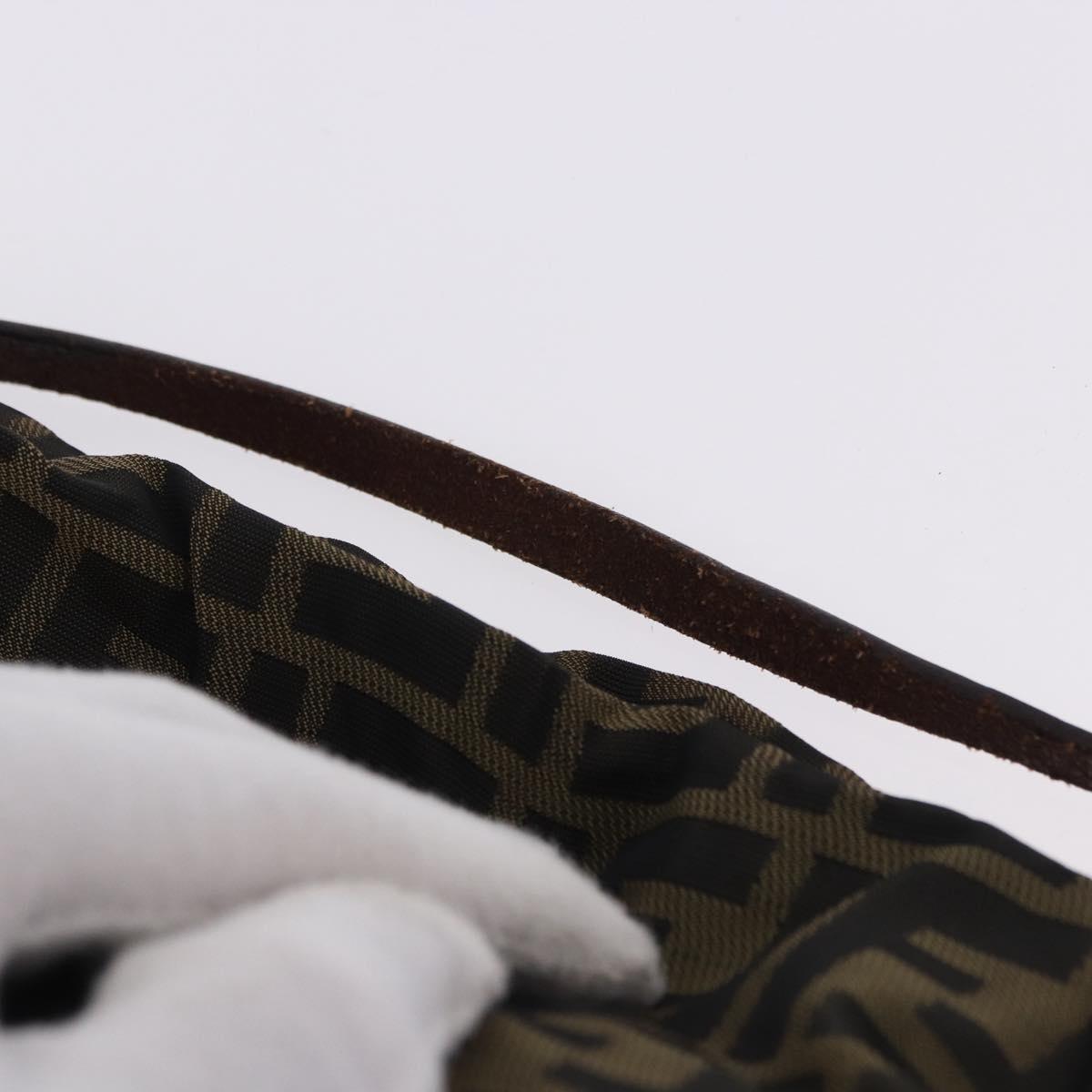 FENDI Zucca Canvas Hand Bag Brown Black Auth 195714