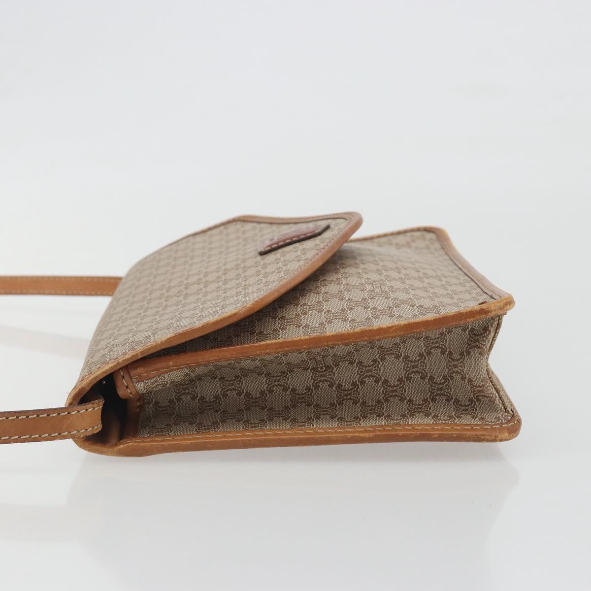 CELINE Macadam Canvas Shoulder Bag PVC Beige Gold Auth 195715
