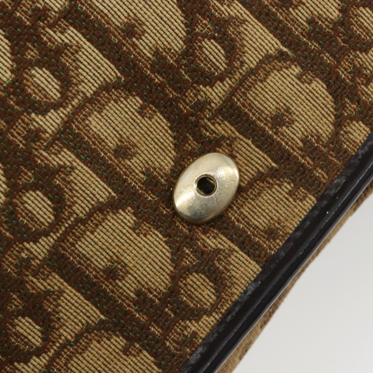 Christian Dior Trotter Canvas Chain Shoulder Bag Beige Gold Auth 195716