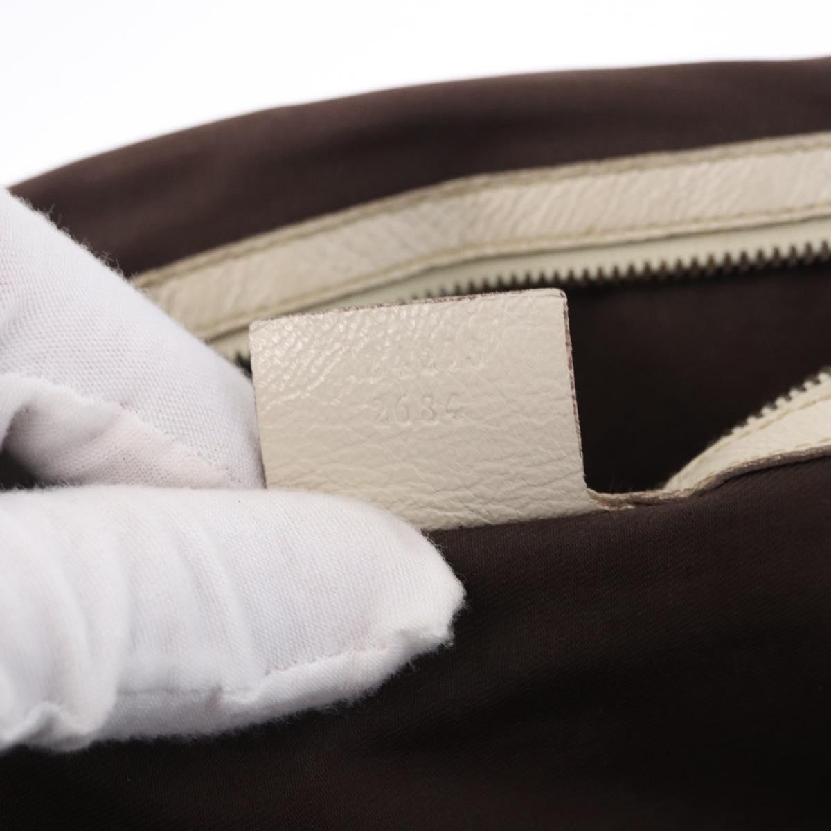 GUCCI Bamboo Shoulder Bag Leather Ivory Gold 124293 Auth 195718A