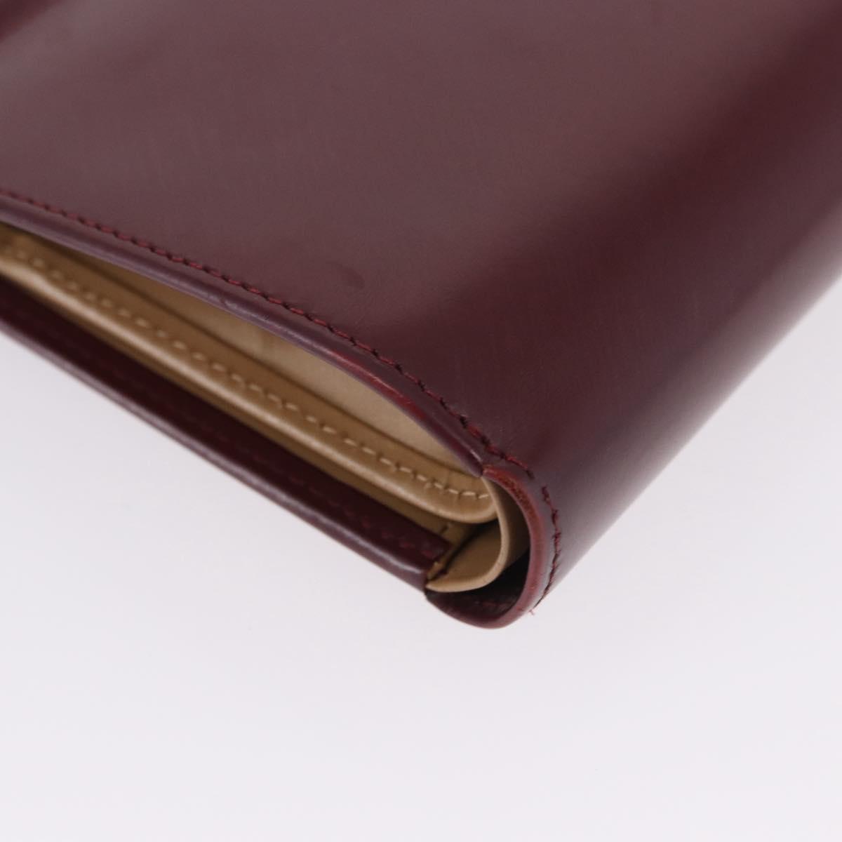 CARTIER Hand Wallet Trinity Leather Bordeaux Gold Silver Auth 195719A