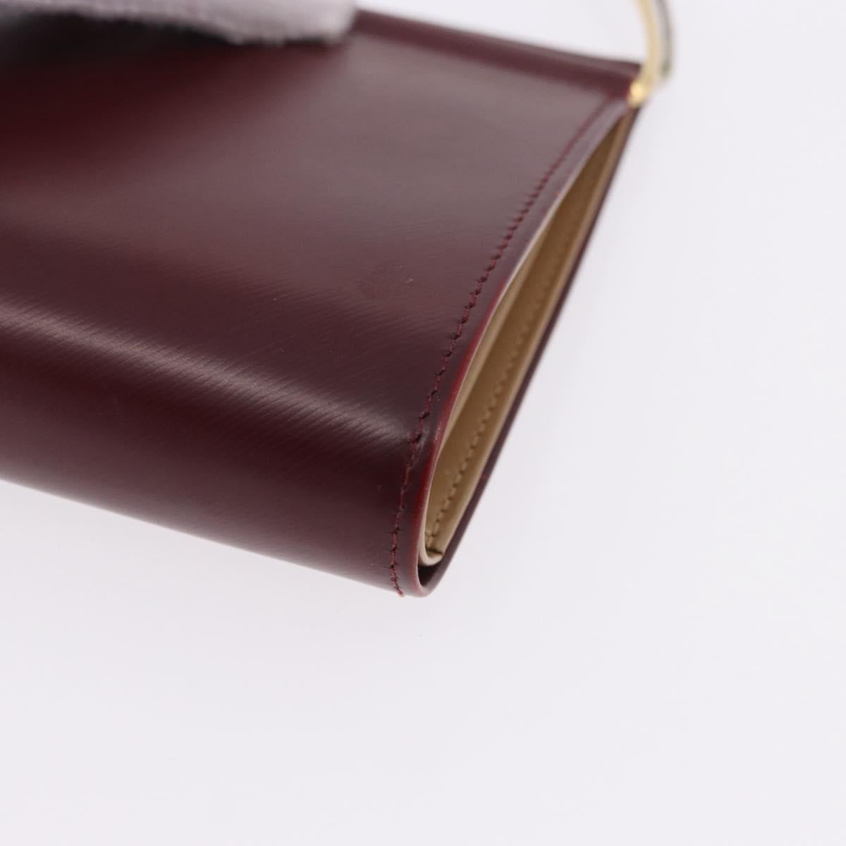 CARTIER Hand Wallet Trinity Leather Bordeaux Gold Silver Auth 195719A
