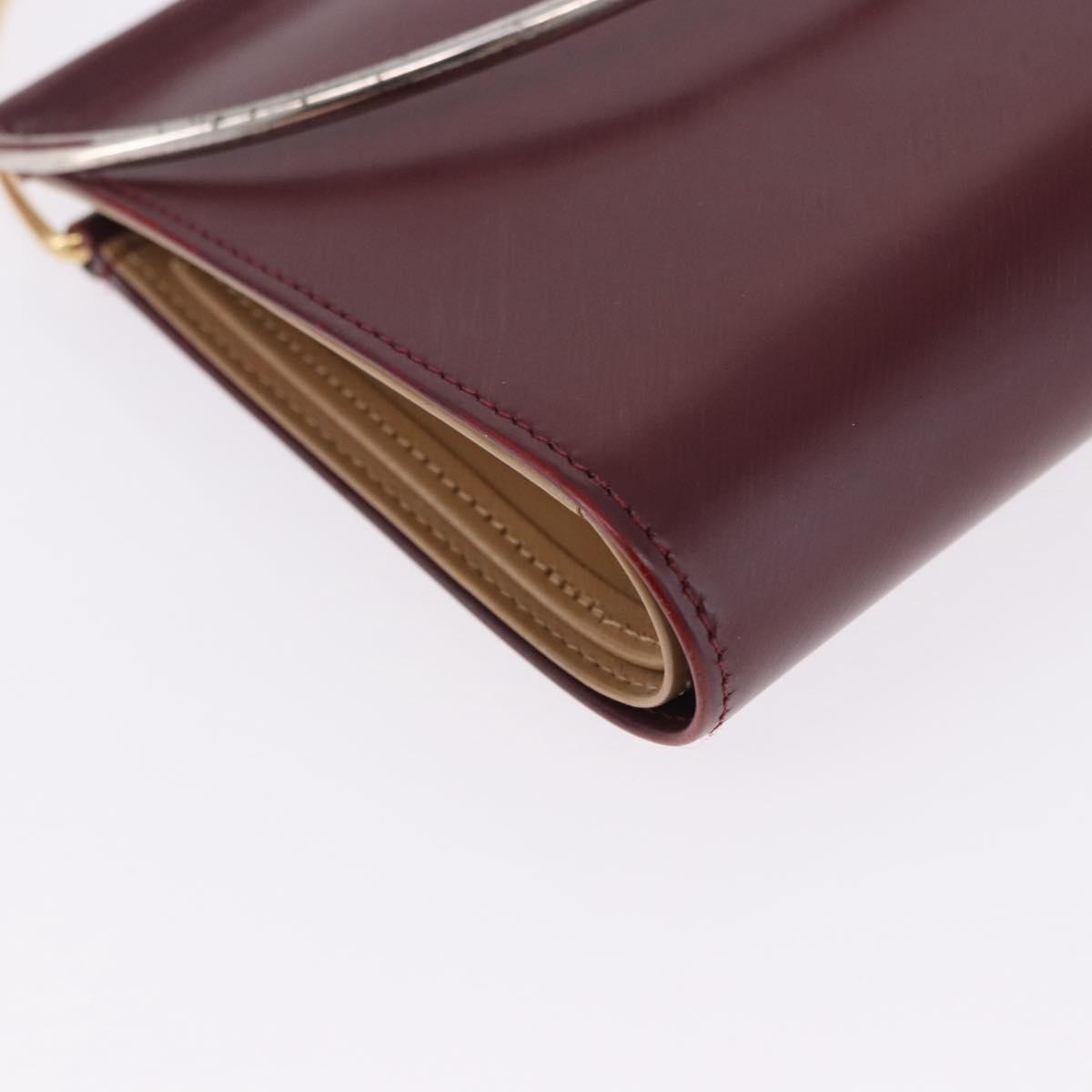 CARTIER Hand Wallet Trinity Leather Bordeaux Gold Silver Auth 195719A