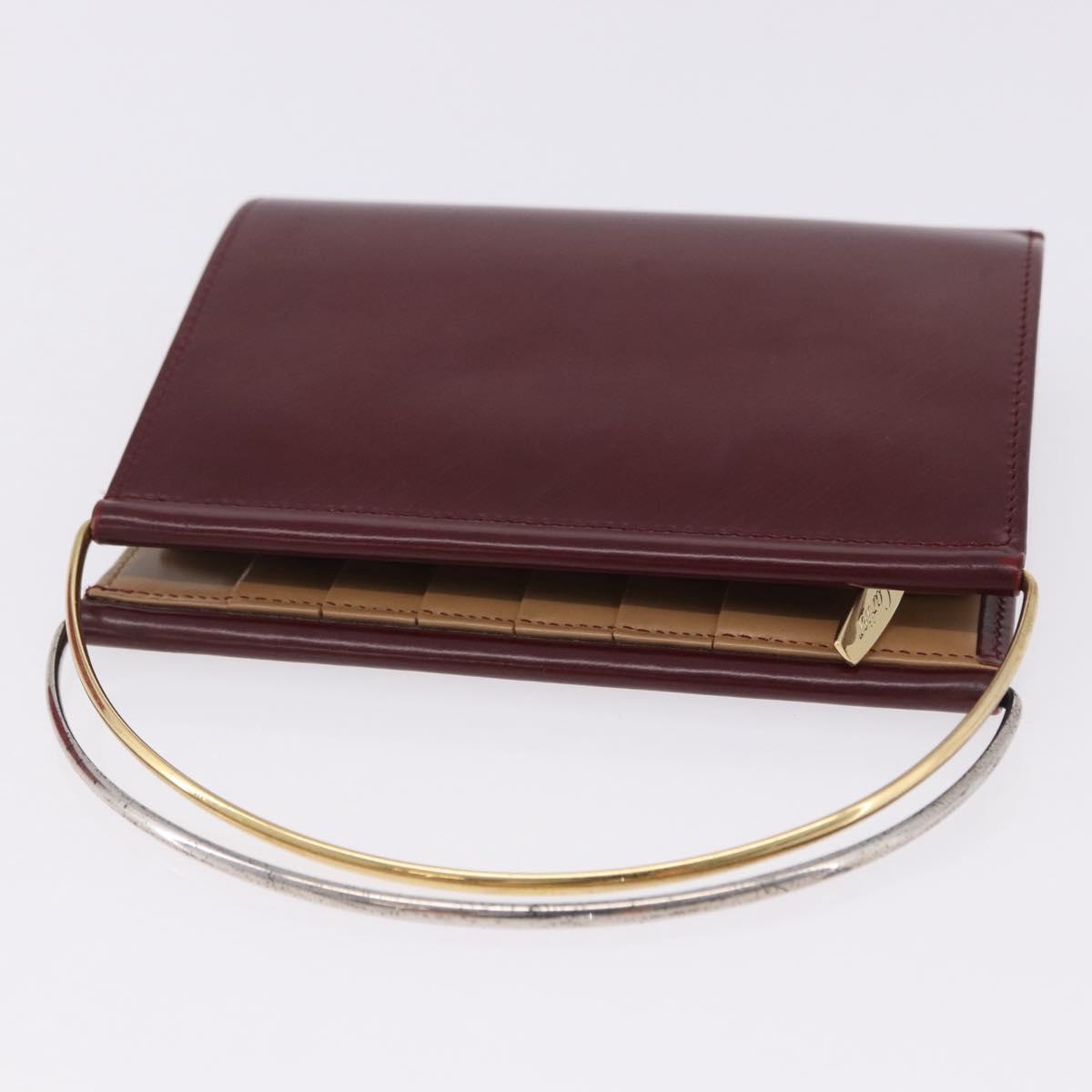 CARTIER Hand Wallet Trinity Leather Bordeaux Gold Silver Auth 195719A