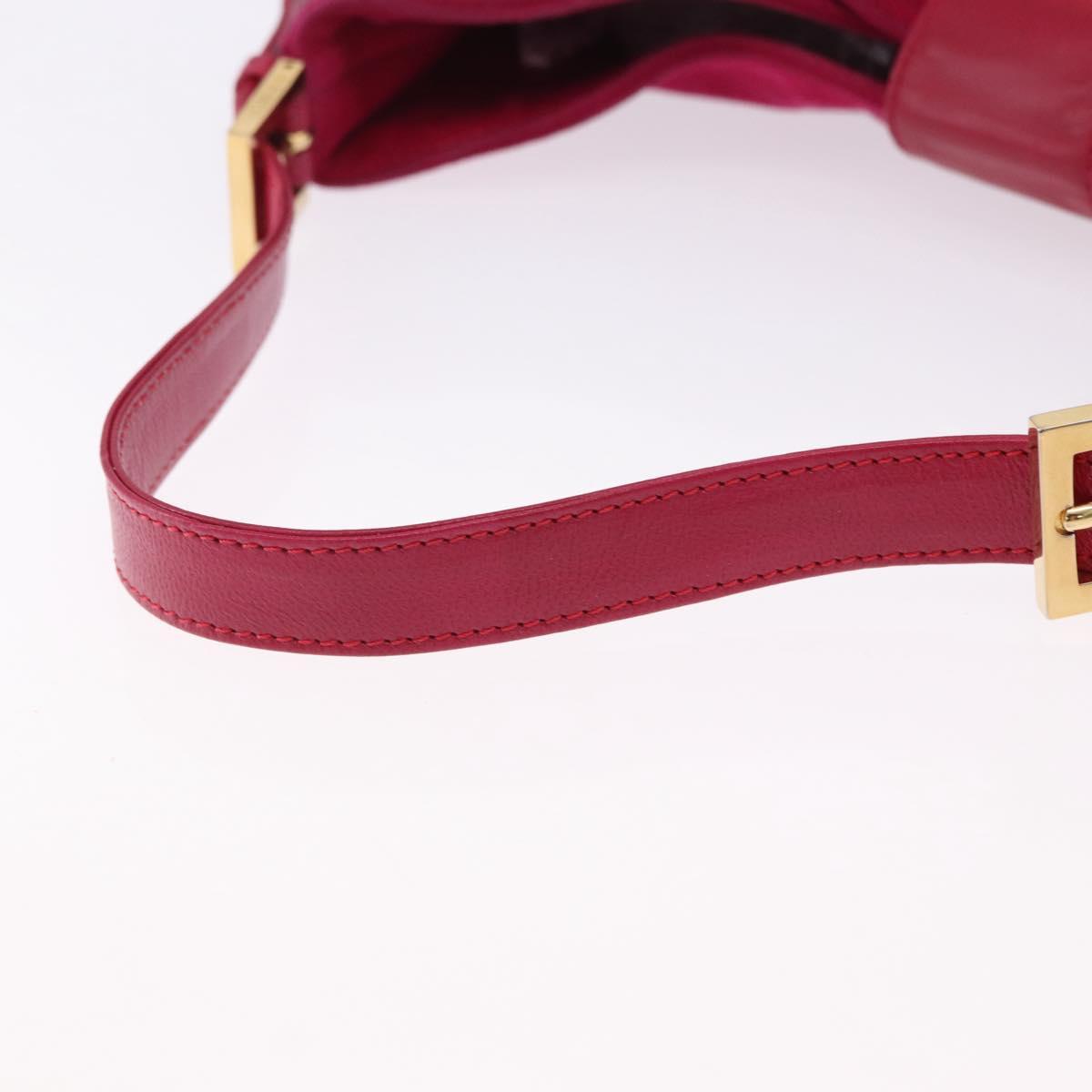 FENDI Mamma Baguette Shoulder Bag Suede Pink Gold Auth 195720V