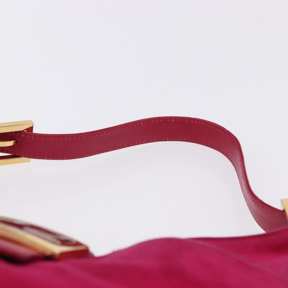 FENDI Mamma Baguette Shoulder Bag Suede Pink Gold Auth 195720V