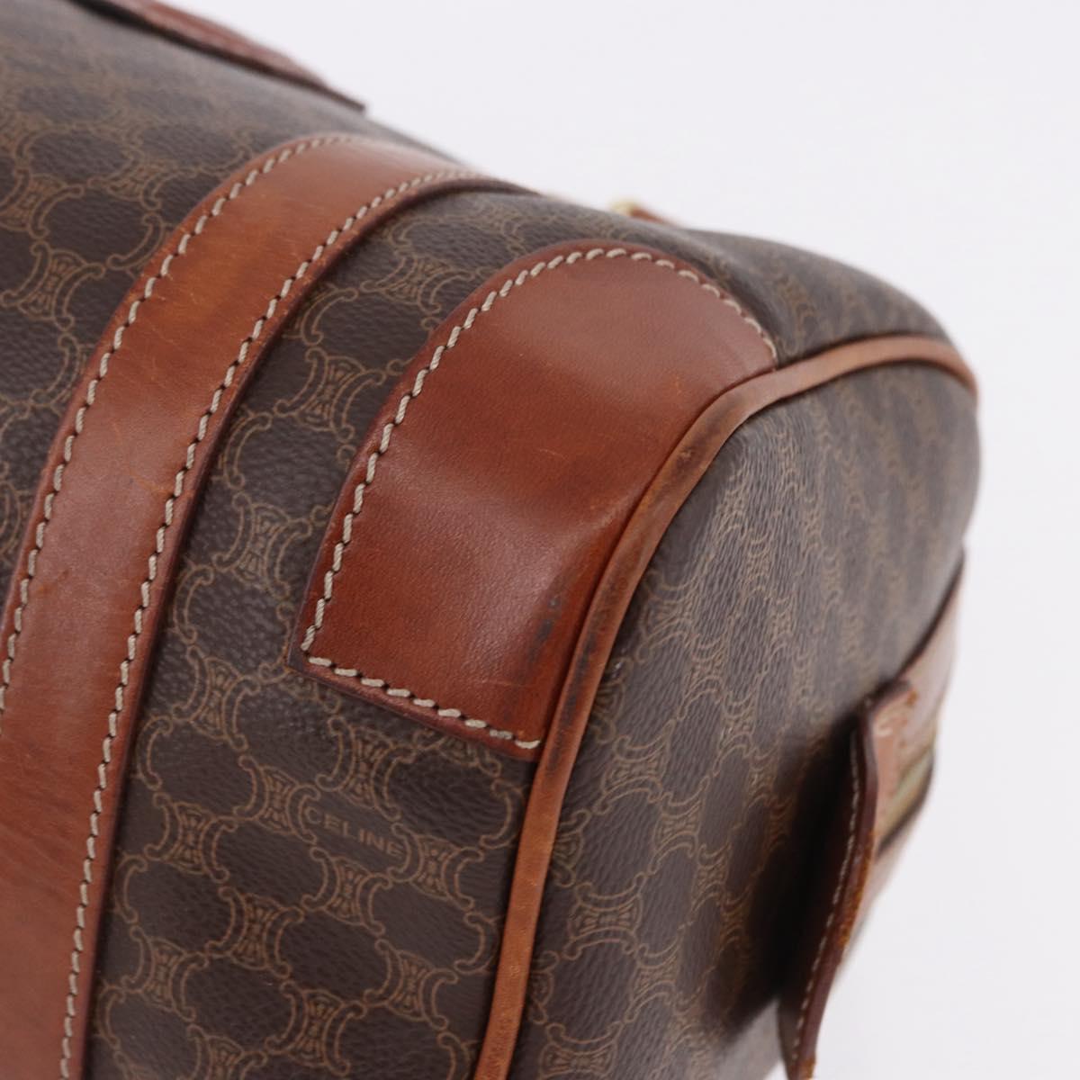 CELINE Macadam Canvas Hand Bag PVC Leather Brown Gold Auth 195723A