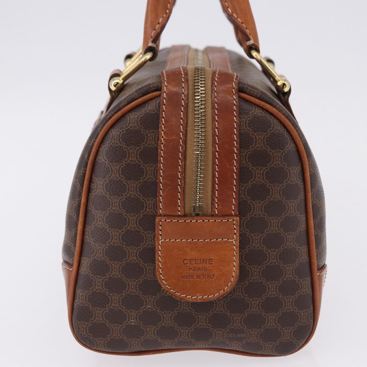 CELINE Macadam Canvas Hand Bag PVC Leather Brown Gold Auth 195723A