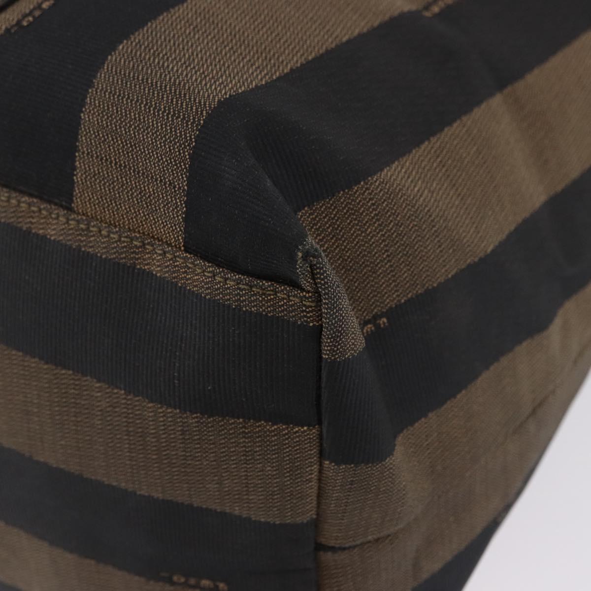 FENDI Pecan Canvas Tote Bag Brown Black Auth 195728A