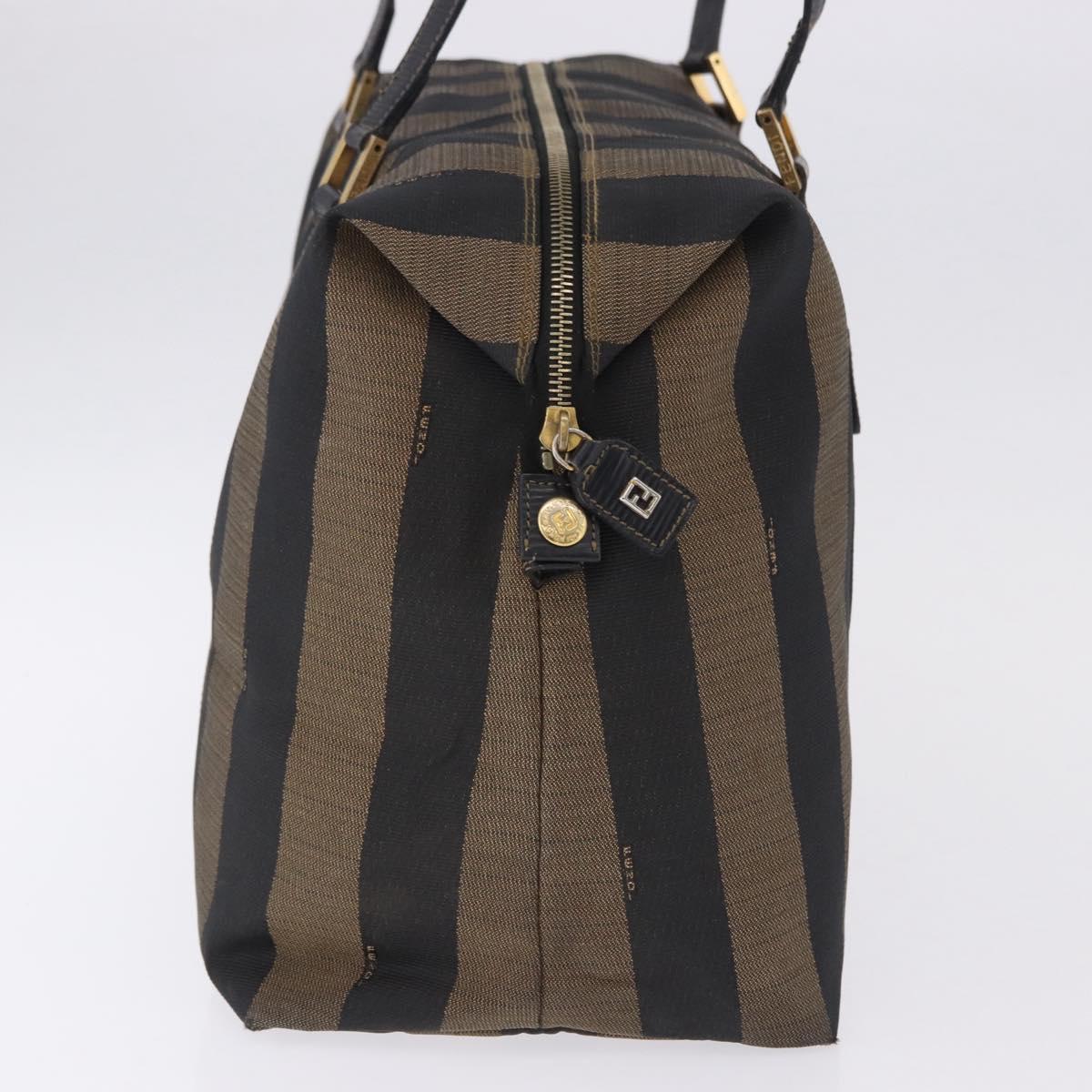 FENDI Pecan Canvas Tote Bag Brown Black Auth 195728A