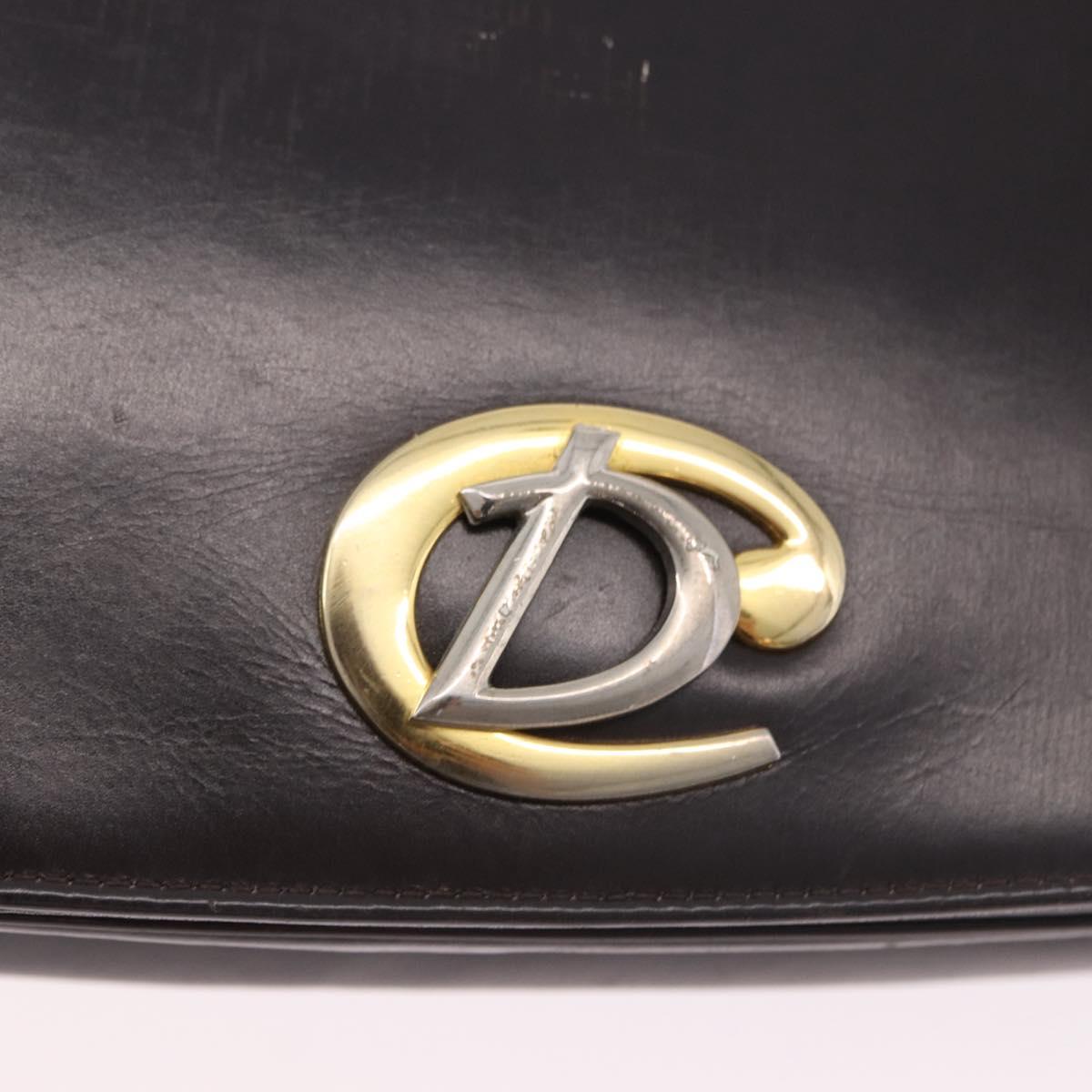 Christian Dior Chain Shoulder Bag Leather Dark Brown Gold Auth 195730