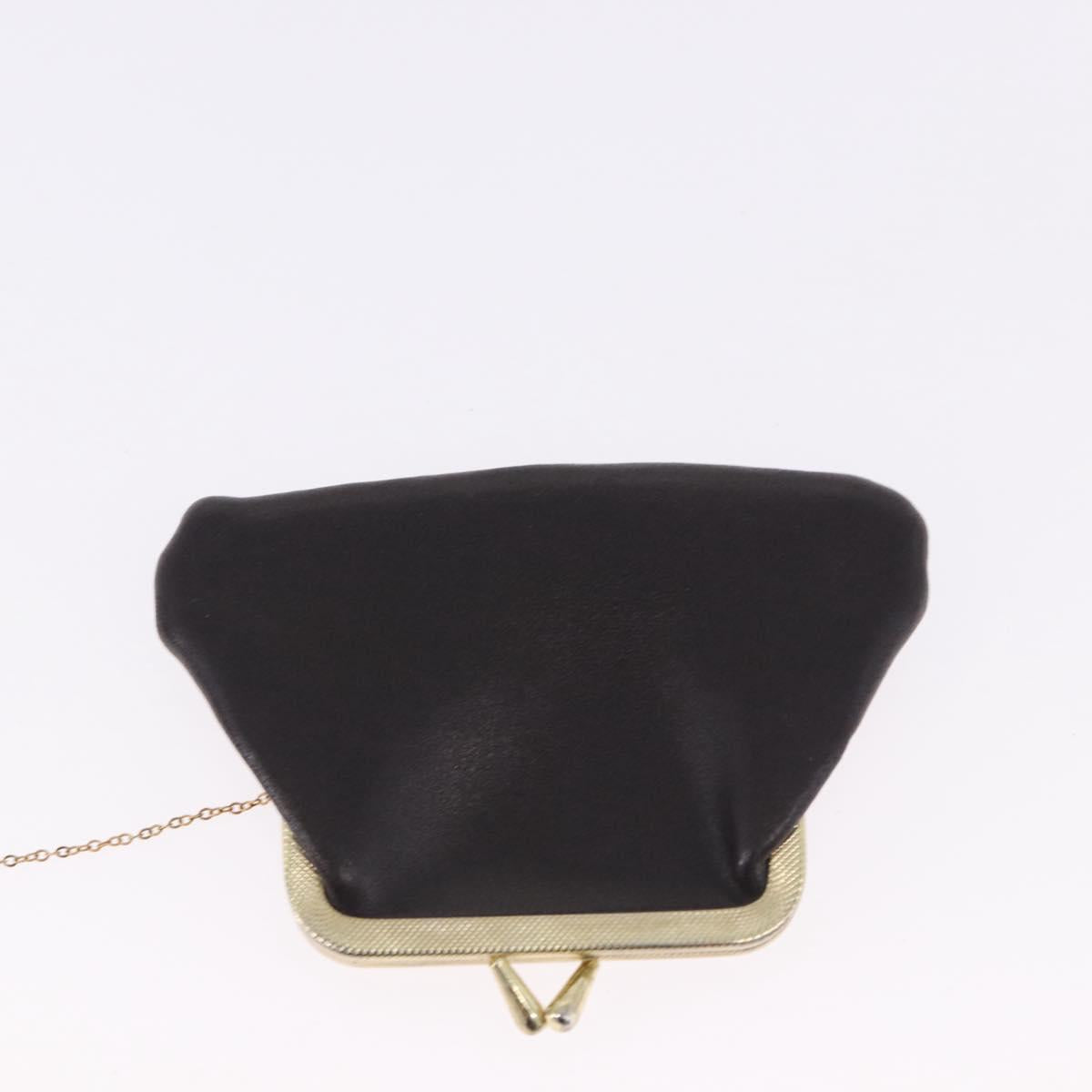 Christian Dior Chain Shoulder Bag Leather Dark Brown Gold Auth 195730