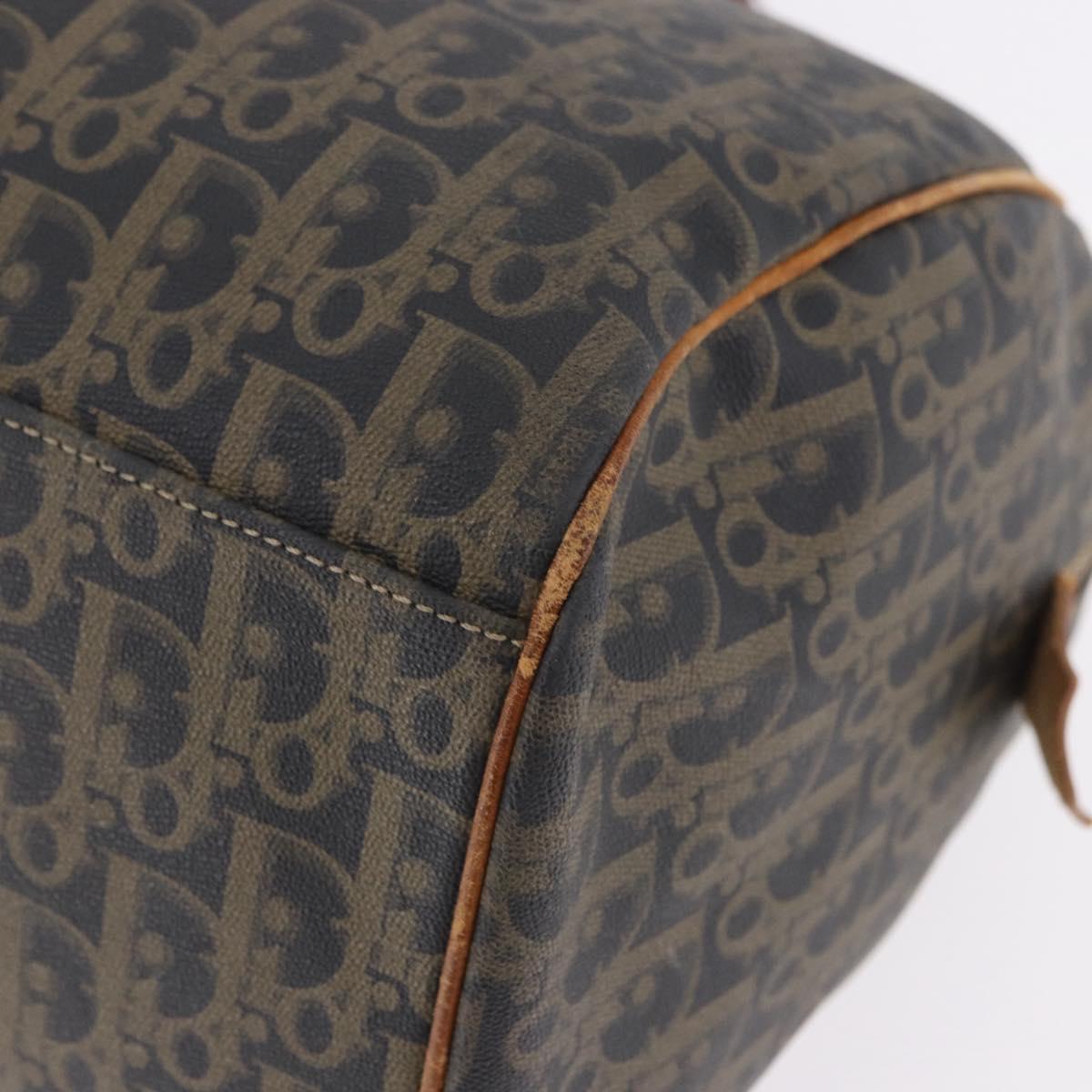 Christian Dior Trotter Canvas Boston Bag PVC Green Gold Auth 195735