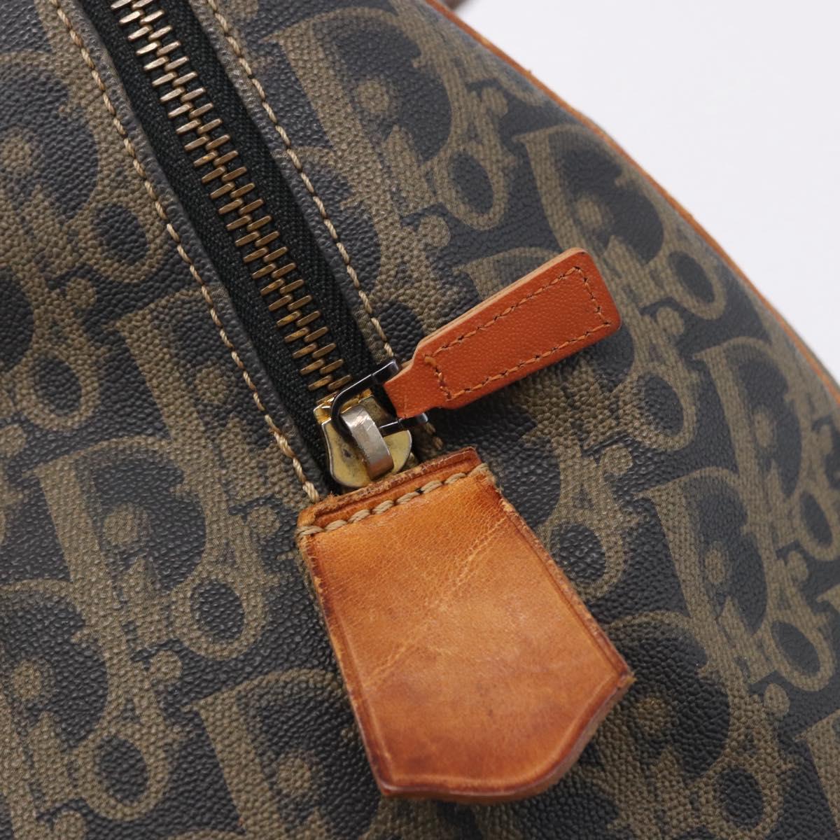 Christian Dior Trotter Canvas Boston Bag PVC Green Gold Auth 195735