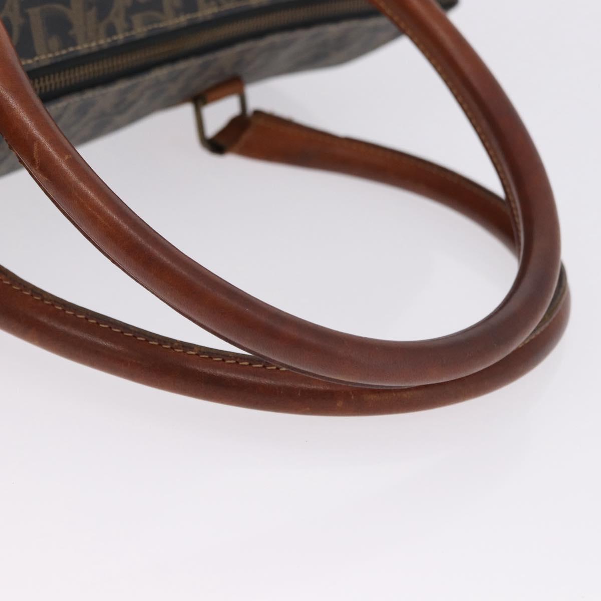 Christian Dior Trotter Canvas Boston Bag PVC Green Gold Auth 195735