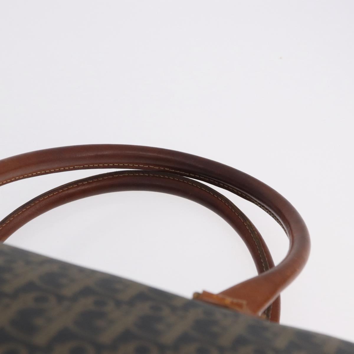 Christian Dior Trotter Canvas Boston Bag PVC Green Gold Auth 195735