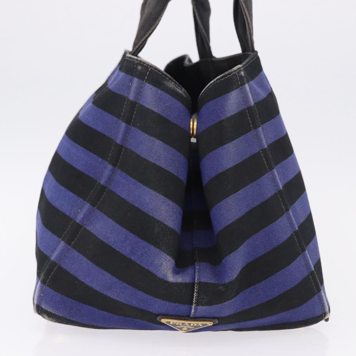 PRADA Canapa GM Tote Bag Canvas Blue Gold Auth 195738