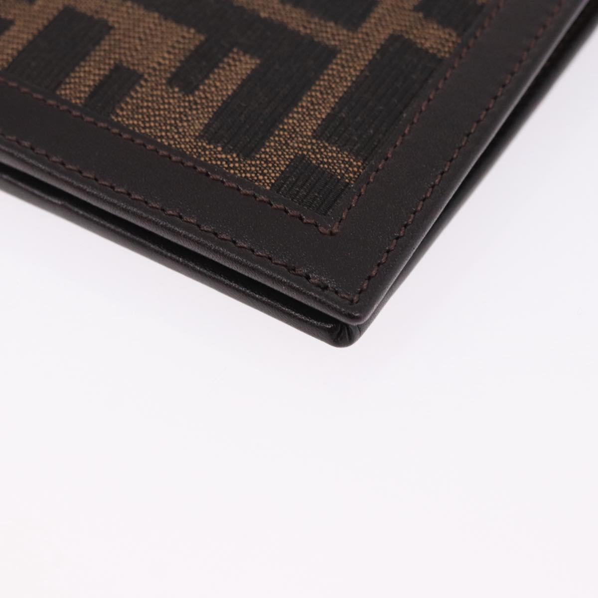 FENDI Zucca Canvas Bifold Wallet Black Brown Auth 195739V