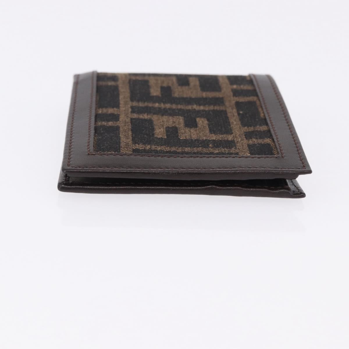 FENDI Zucca Canvas Bifold Wallet Black Brown Auth 195739V