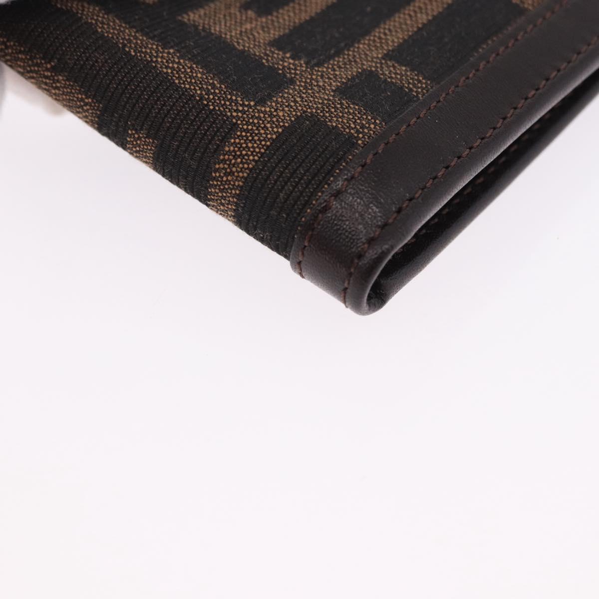 FENDI Zucca Canvas Bifold Wallet Black Brown Auth 195739V