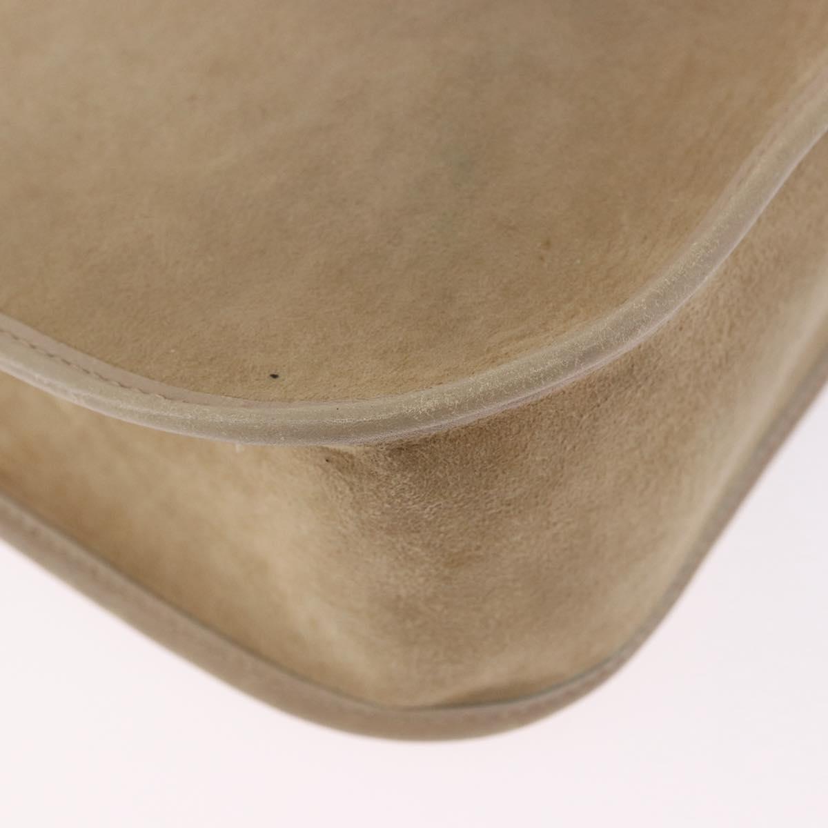 Christian Dior Shoulder Bag Suede Beige Gold Auth 195741