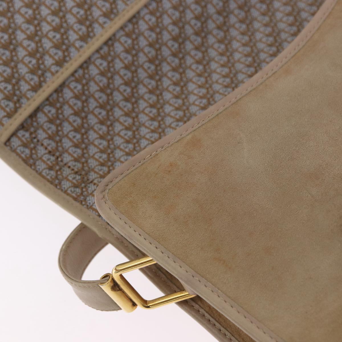 Christian Dior Shoulder Bag Suede Beige Gold Auth 195741