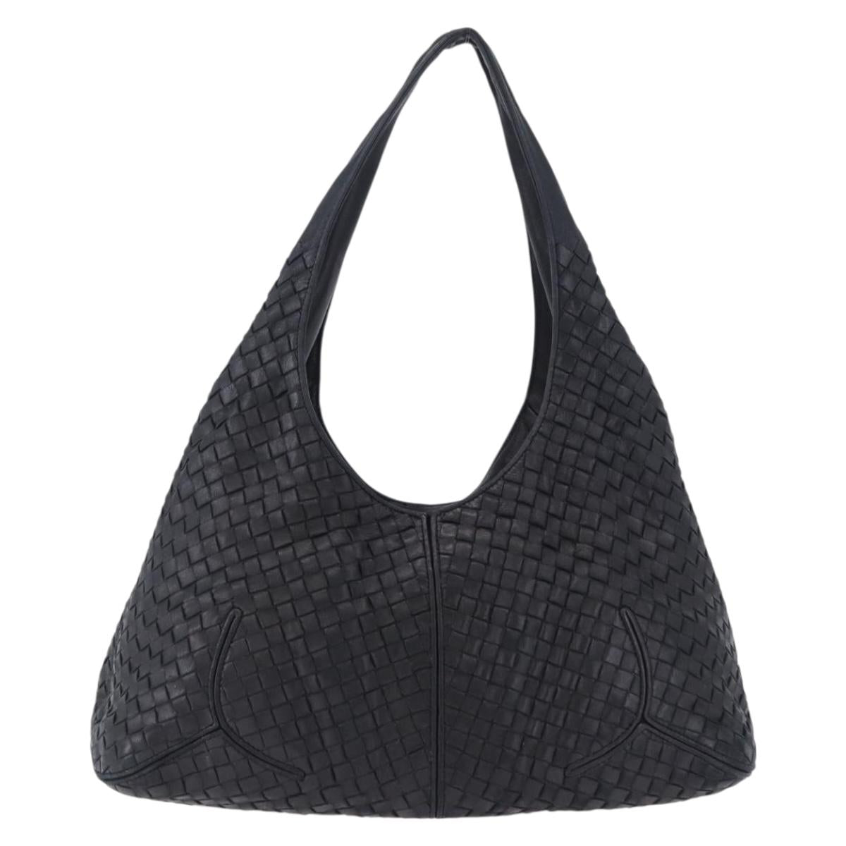 BOTTEGA VENETA INTRECCIATO Shoulder Bag Leather Black 145552 Auth 195745V