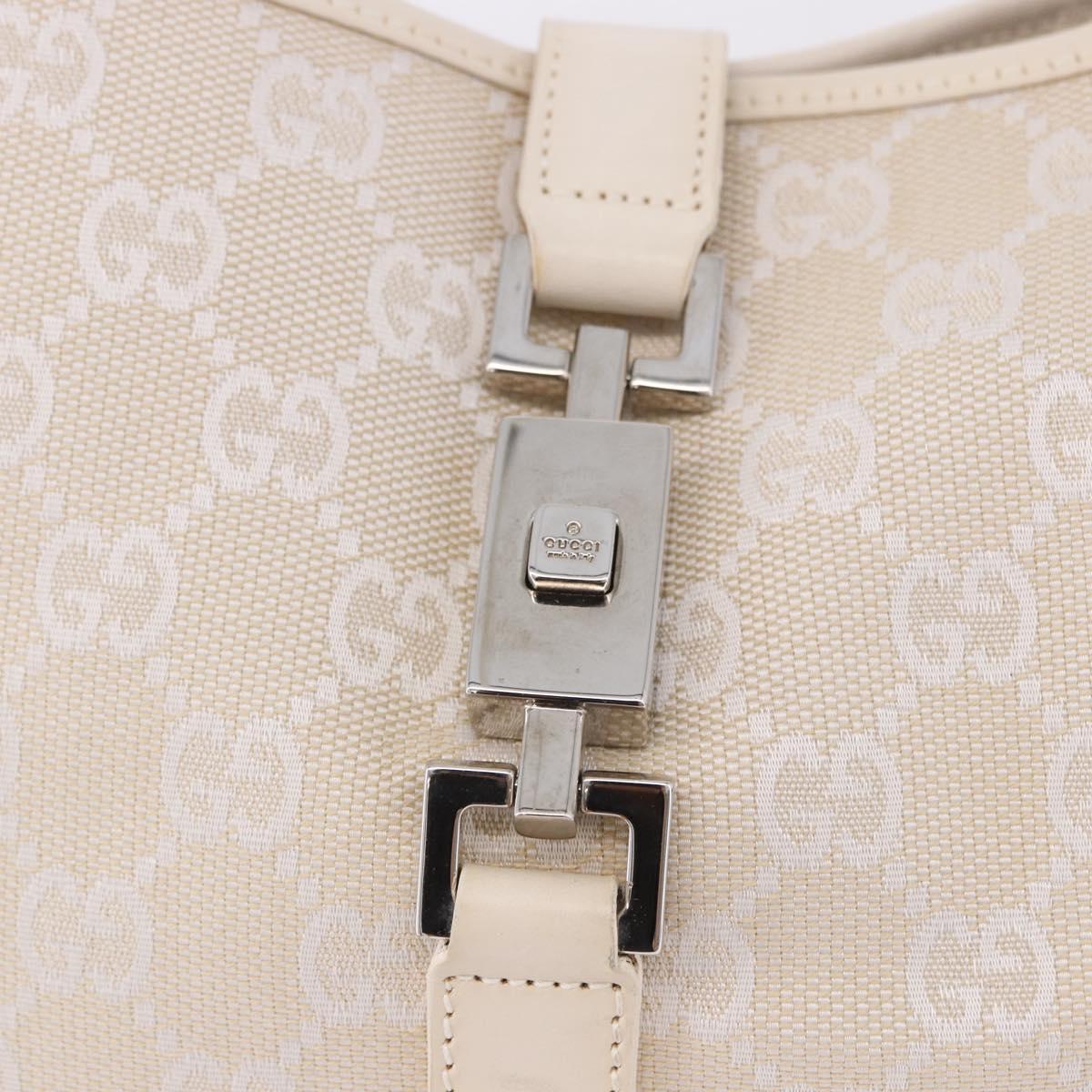 GUCCI GG Canvas Jackie Hand Bag White Silver 001 3306 Auth 195747V