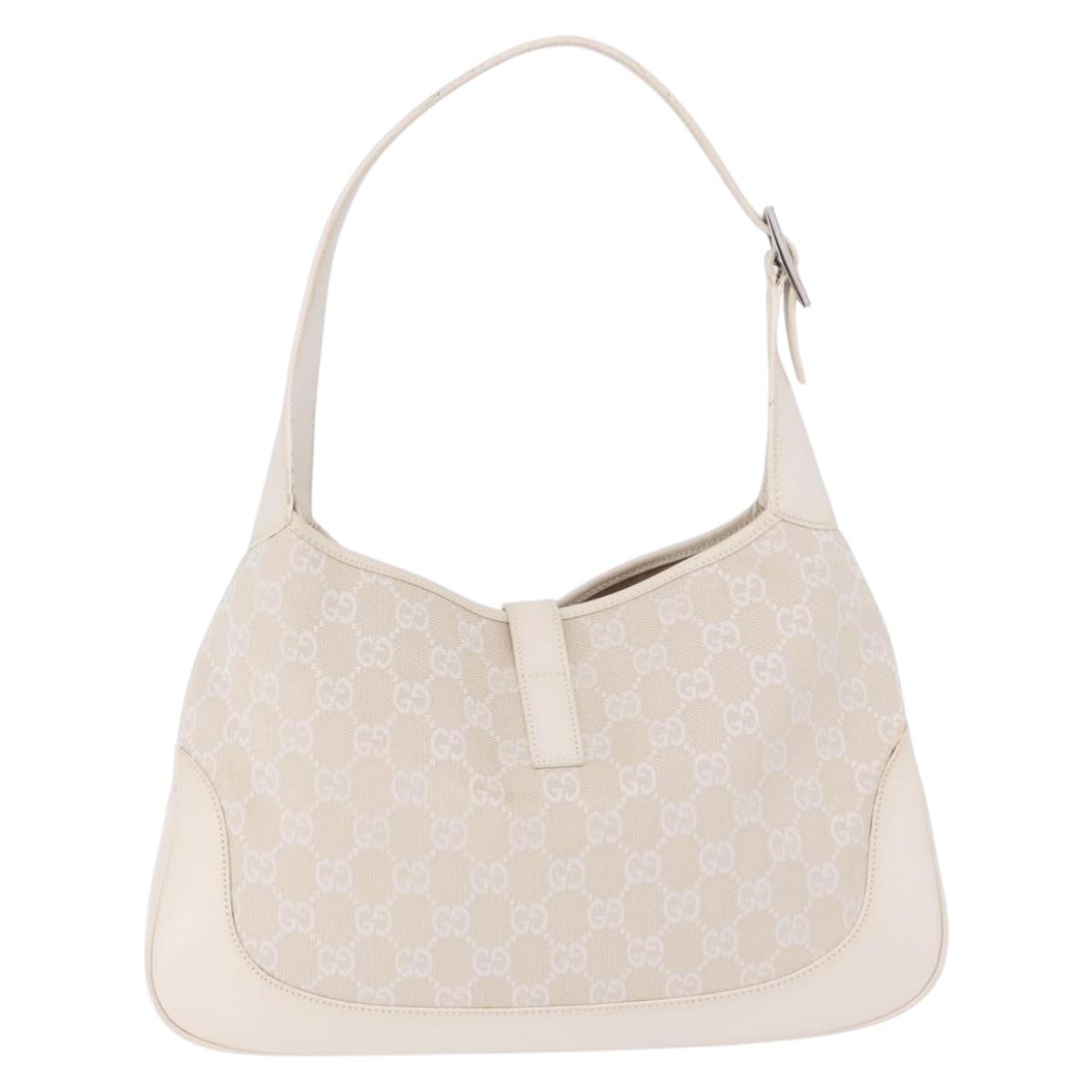 GUCCI GG Canvas Jackie Hand Bag White Silver 001 3306 Auth 195747V