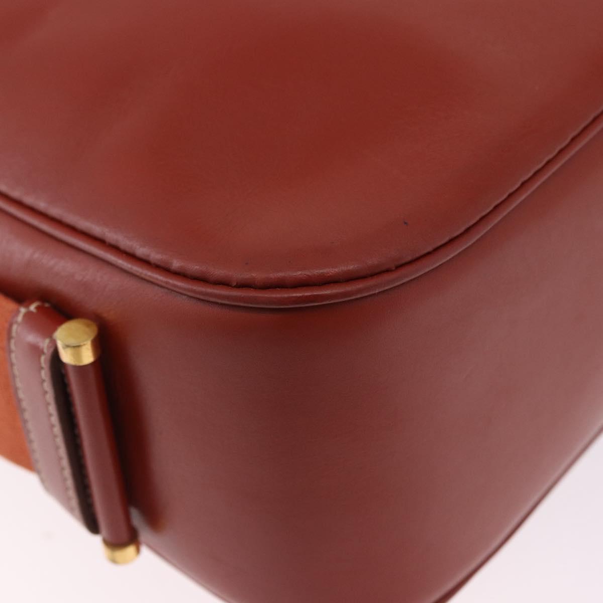 HERMES Sako Shoulder Bag Leather Brown Gold Auth 195752M