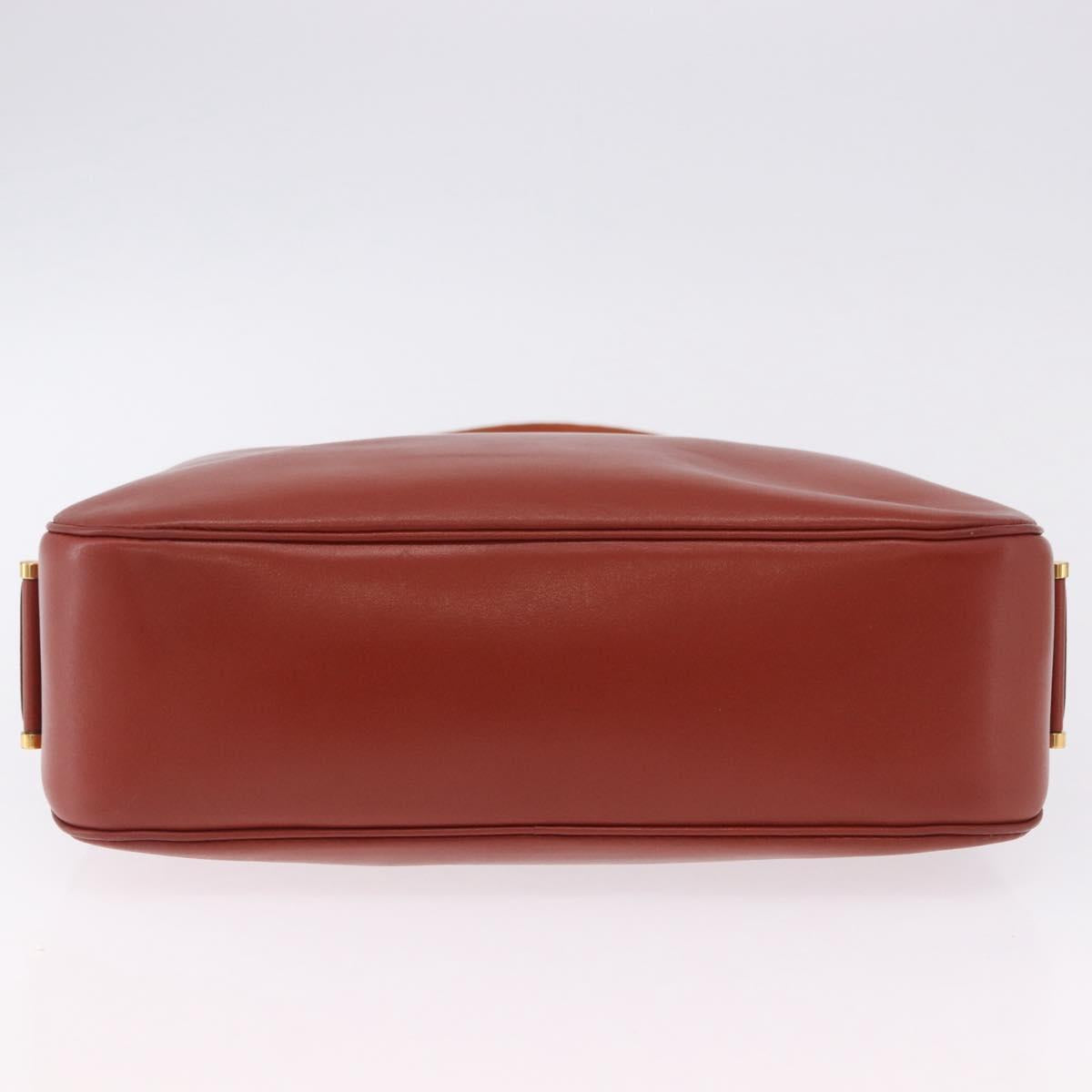 HERMES Sako Shoulder Bag Leather Brown Gold Auth 195752M