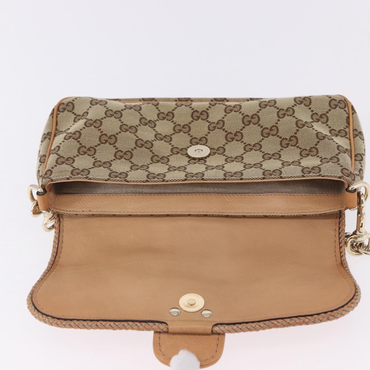 GUCCI GG Canvas Chain Shoulder Bag Beige Gold 257032 Auth 195753V