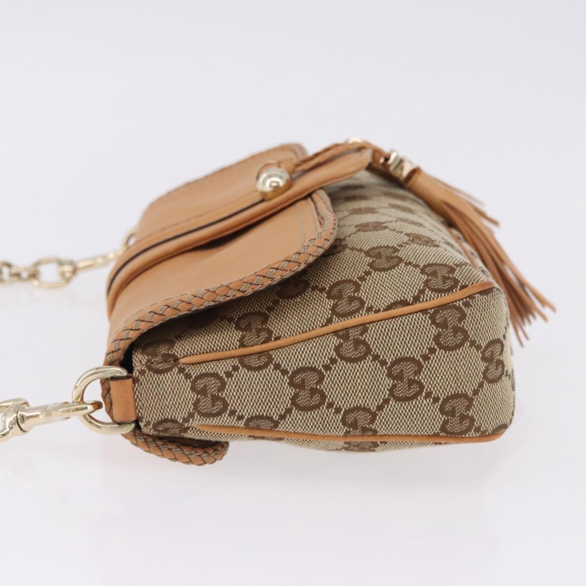GUCCI GG Canvas Chain Shoulder Bag Beige Gold 257032 Auth 195753V