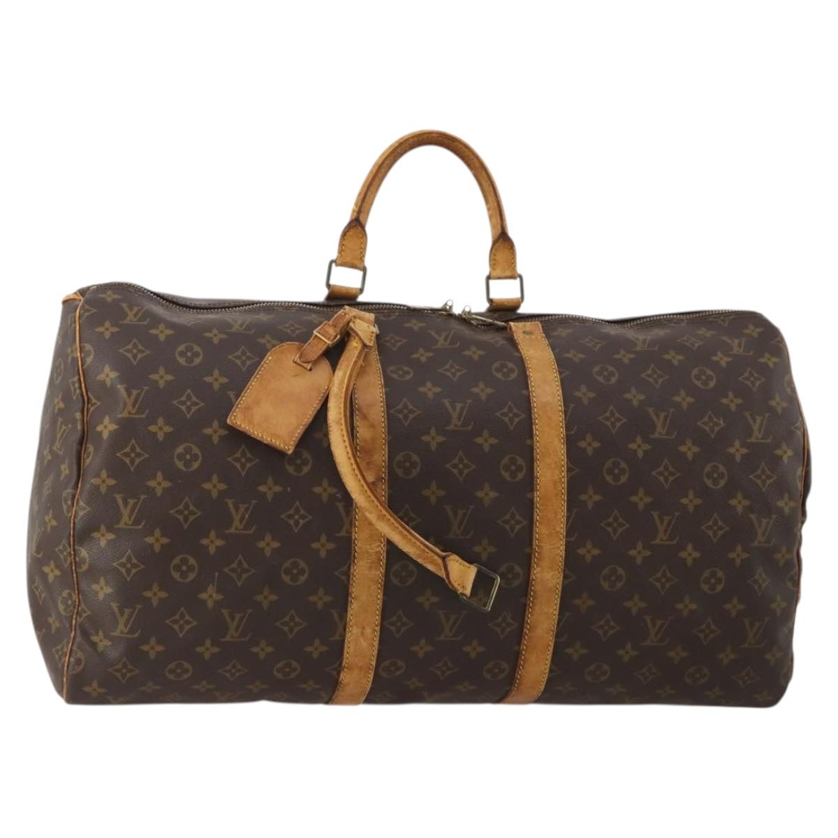 LOUIS VUITTON Monogram Keepall 55 Boston Bag M41424 LV Auth 195758