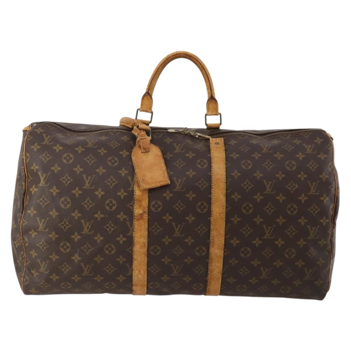 LOUIS VUITTON Monogram Keepall 55 Boston Bag M41424 LV Auth 195758