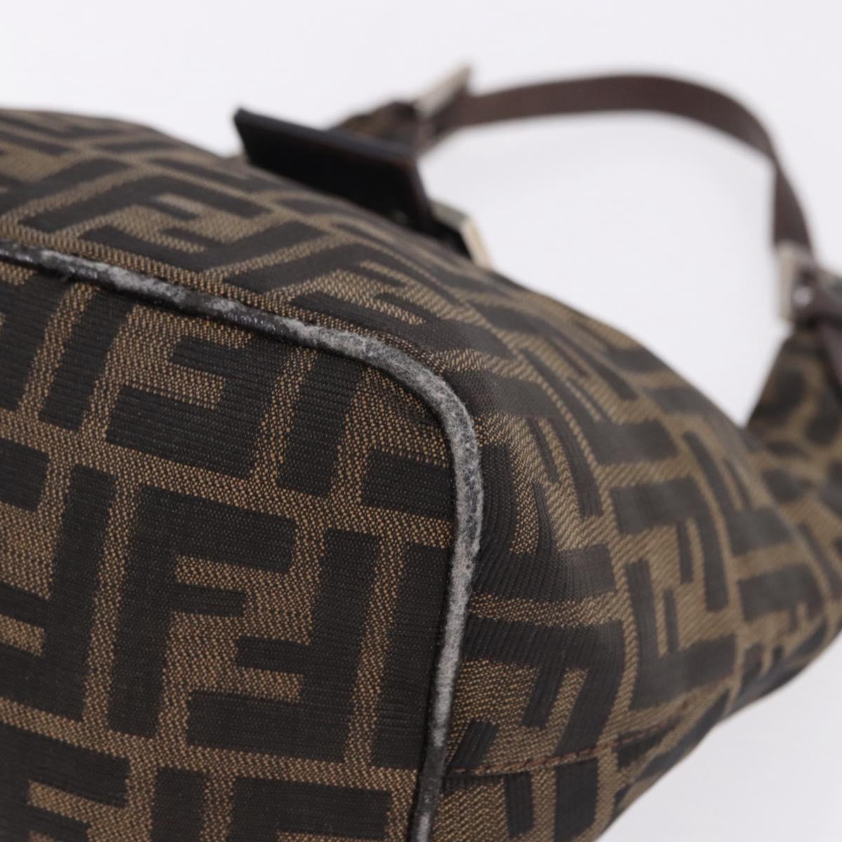 FENDI Zucca Canvas Hand Bag Brown Silver Auth 195759