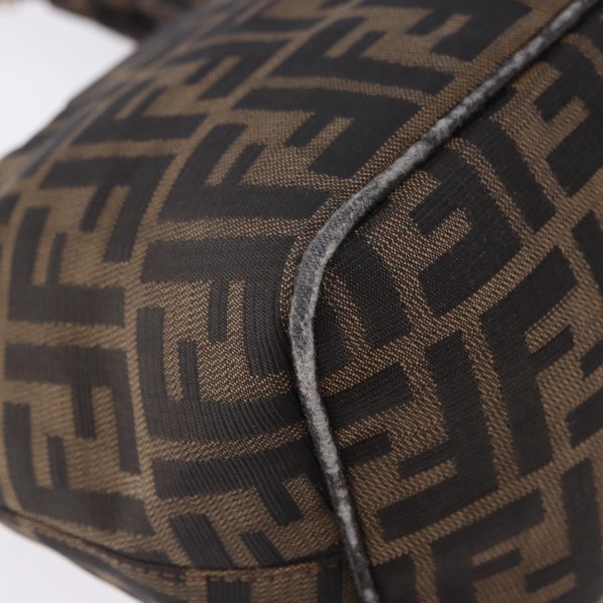 FENDI Zucca Canvas Hand Bag Brown Silver Auth 195759