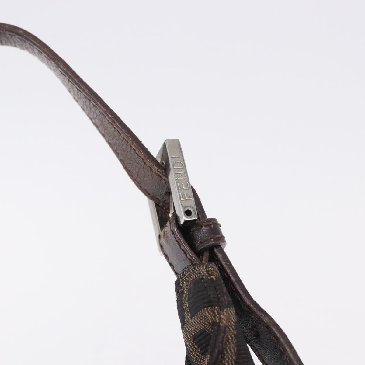 FENDI Zucca Canvas Hand Bag Brown Silver Auth 195759