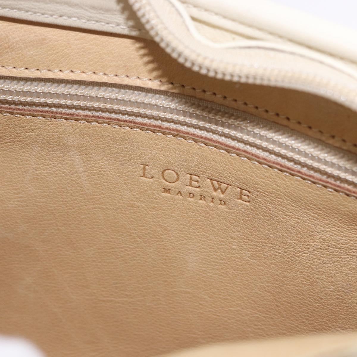 LOEWE Anagram Shoulder Bag Suede Beige Gold Tone Auth 195760V