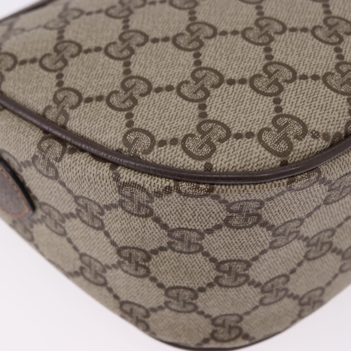 GUCCI GG Supreme Web Sherry Line Shoulder Bag PVC Leather Beige Gold Auth 195761