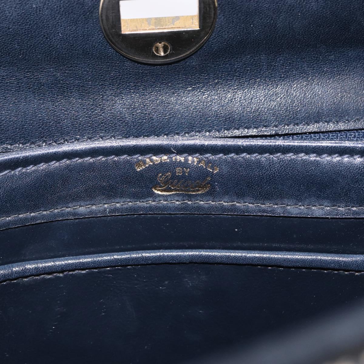 GUCCI GG Supreme Hand Bag PVC Leather Navy Gold Tone Auth 195763