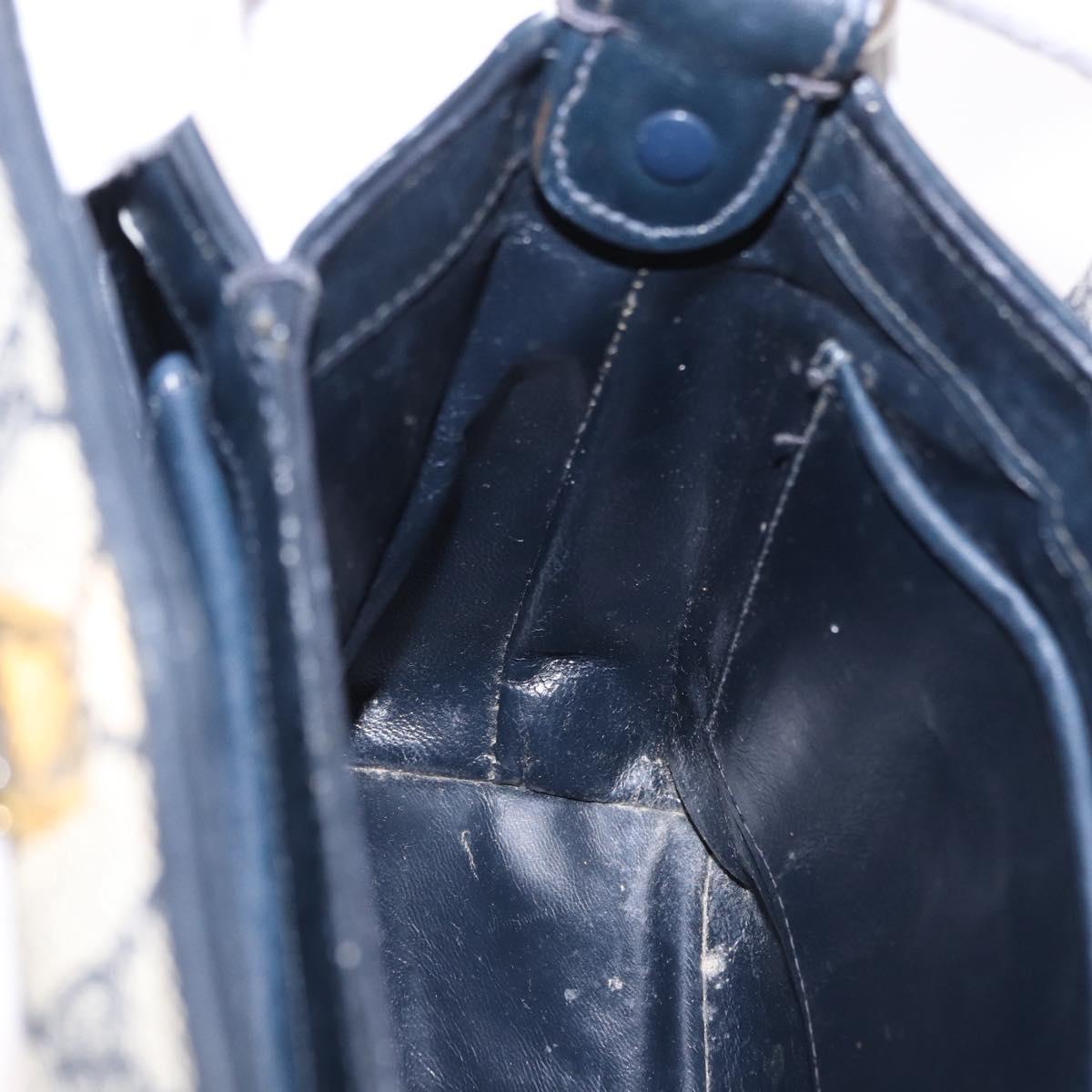 GUCCI GG Supreme Hand Bag PVC Leather Navy Gold Tone Auth 195763