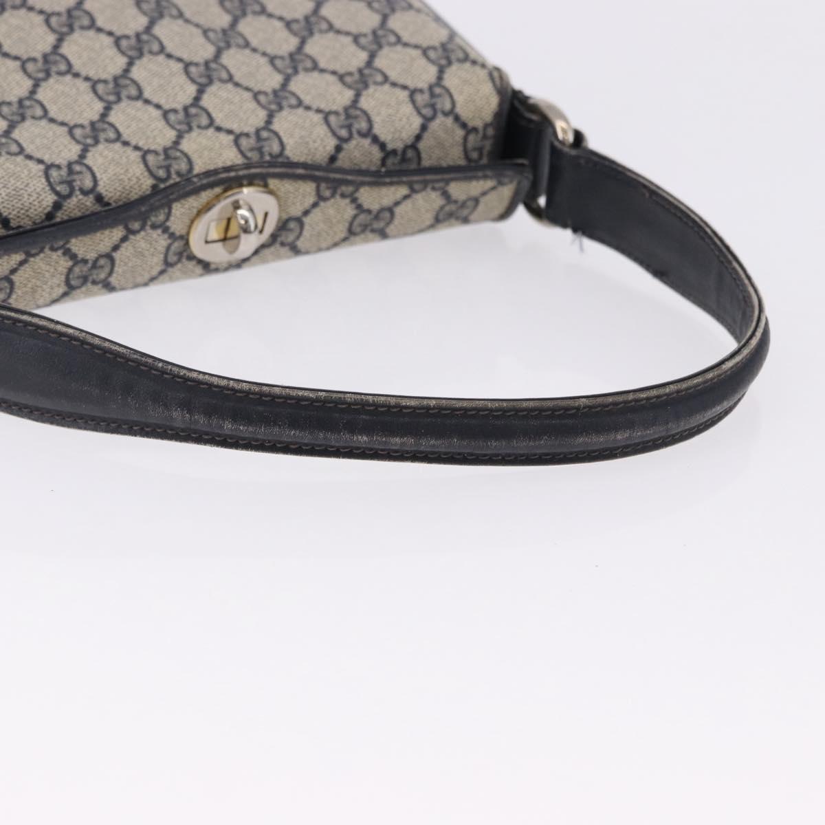 GUCCI GG Supreme Hand Bag PVC Leather Navy Gold Tone Auth 195763